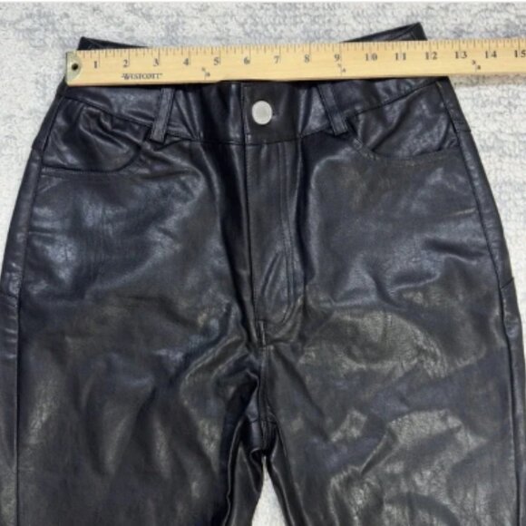 Nasty Gal Faux Leather Star Bum Flared Pants Size 0 Black Bellbottoms Rock New - Picture 4 of 5
